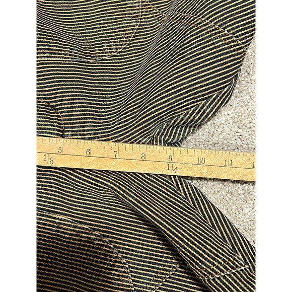 Free People Railroad Stripe Jeans Size 27 Blue Tan Stripe Boho Retro Moto - Picture 7 of 8